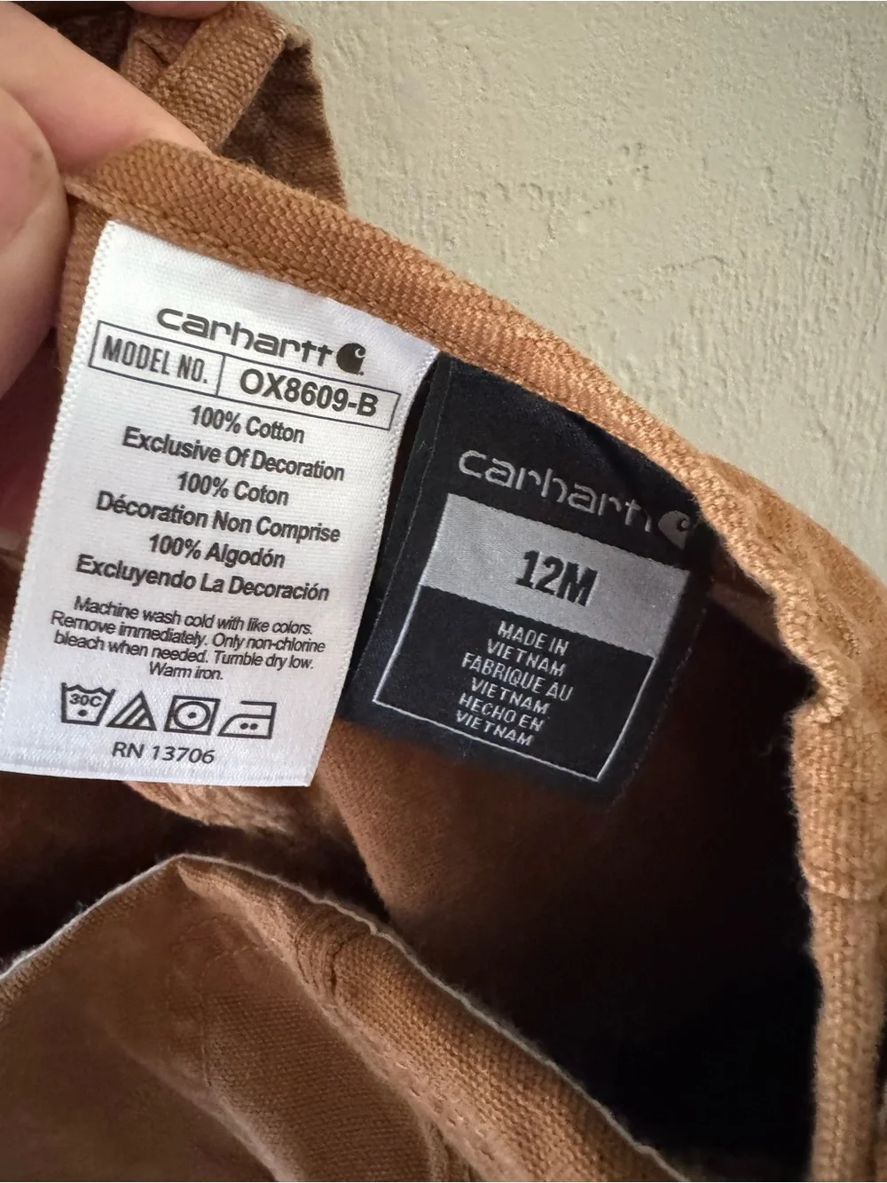 Carhartt Brown Toddler Canvas Overalls with Pocket